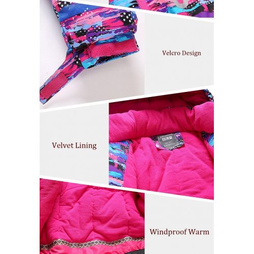  HOTIAN Girls Windproof Snow Jacket Insulated Ski Jacket + Pants Snowsuit (US 4 - US 16)