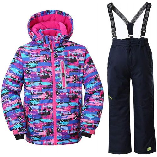  HOTIAN Girls Windproof Snow Jacket Insulated Ski Jacket + Pants Snowsuit (US 4 - US 16)