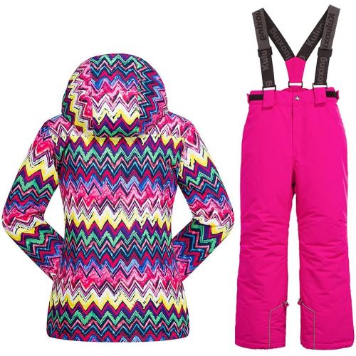  HOTIAN Girls Windproof Snow Jacket Insulated Ski Jacket + Pants Snowsuit (US 4 - US 16)