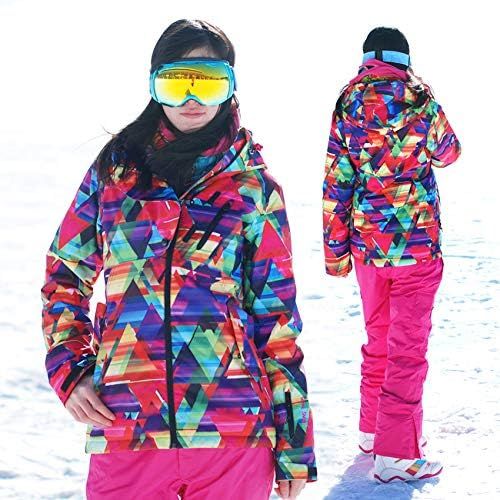  HOTIAN Womens High Windproof Technology Colorful Printed Snowboard Ski Jacket