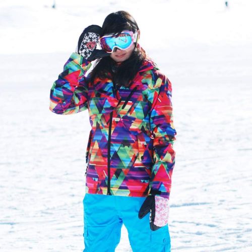  HOTIAN Womens High Windproof Technology Colorful Printed Snowboard Ski Jacket