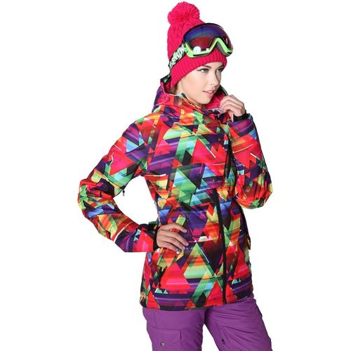  HOTIAN Womens High Windproof Technology Colorful Printed Snowboard Ski Jacket