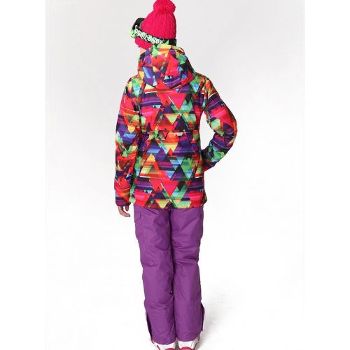  HOTIAN Womens High Windproof Technology Colorful Printed Snowboard Ski Jacket