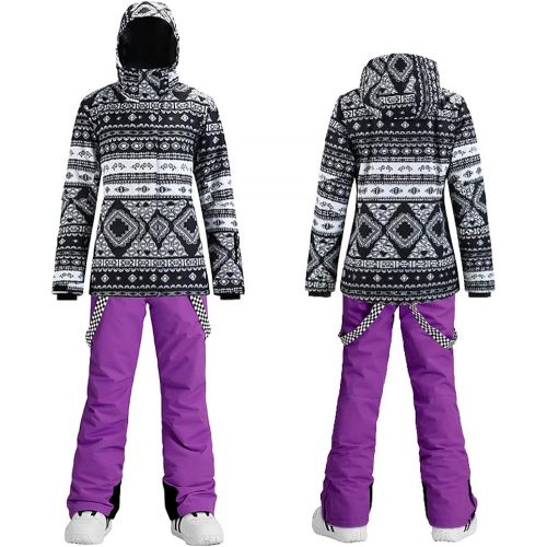  HOTIAN Womens High Windproof Technology Colorful Printed Snowboard Ski Jacket