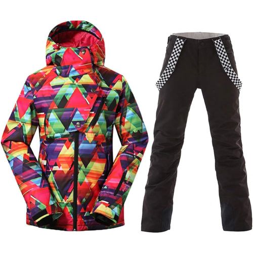  HOTIAN Womens High Windproof Technology Colorful Printed Snowboard Ski Jacket