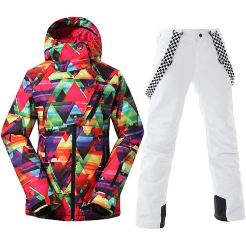  HOTIAN Womens High Windproof Technology Colorful Printed Snowboard Ski Jacket