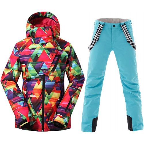  HOTIAN Womens High Windproof Technology Colorful Printed Snowboard Ski Jacket