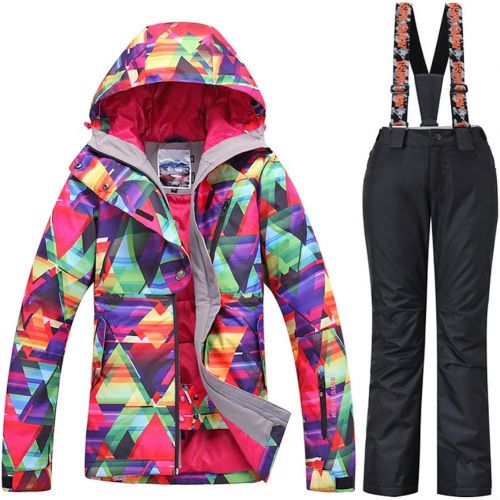  HOTIAN Womens High Windproof Technology Colorful Printed Snowboard Ski Jacket