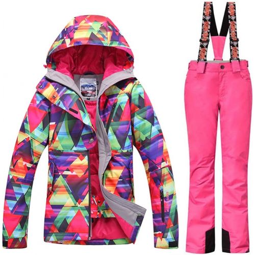  HOTIAN Womens High Windproof Technology Colorful Printed Snowboard Ski Jacket