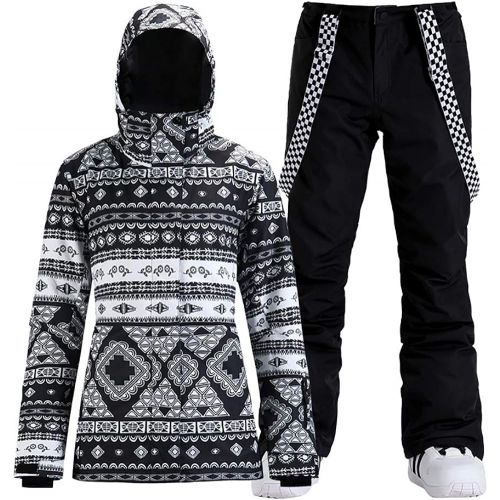  HOTIAN Womens High Windproof Technology Colorful Printed Snowboard Ski Jacket