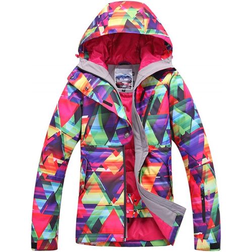  HOTIAN Womens High Windproof Technology Colorful Printed Snowboard Ski Jacket