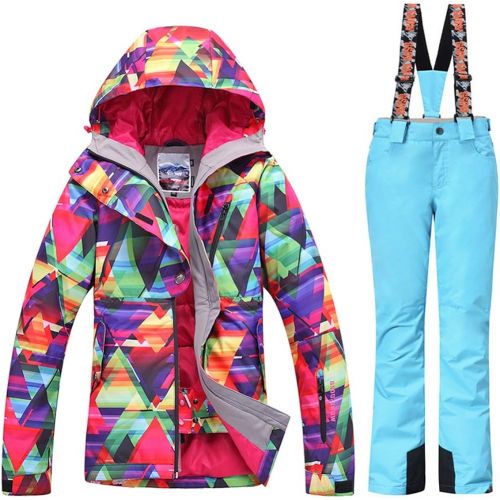  HOTIAN Womens High Windproof Technology Colorful Printed Snowboard Ski Jacket