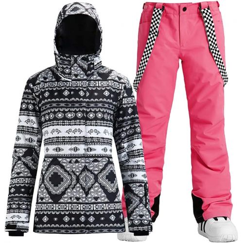  HOTIAN Womens High Windproof Technology Colorful Printed Snowboard Ski Jacket