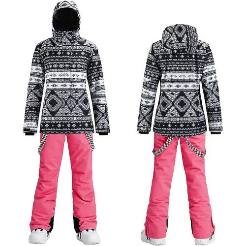  HOTIAN Womens High Windproof Technology Colorful Printed Snowboard Ski Jacket