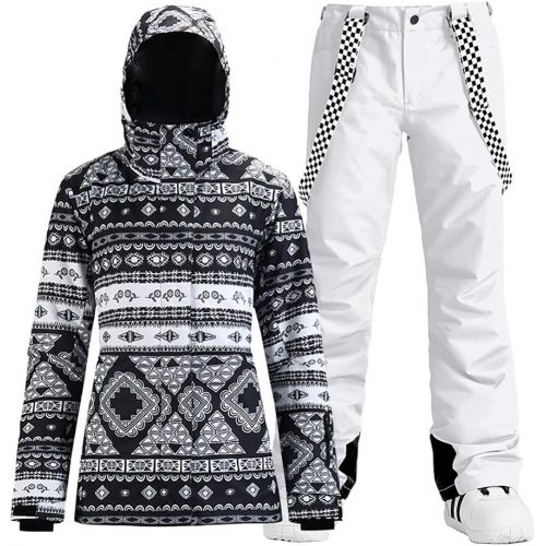  HOTIAN Womens High Windproof Technology Colorful Printed Snowboard Ski Jacket