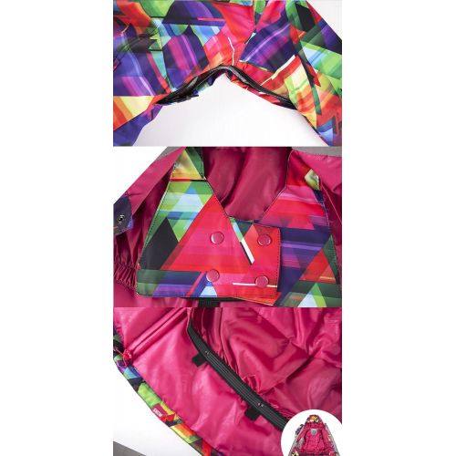  HOTIAN Womens High Windproof Technology Colorful Printed Snowboard Ski Jacket