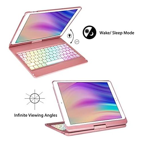  [아마존베스트]HOTLIFE 10.2 inch iPad Case with Keyboard,Keyboard Case for iPad 8th Generation&iPad 7th Gen,10 Color Backlit-360 Rotatable-BT 5.0 Keyboard Case for iPad 8th/7th,Auto Sleep/Wake Case iPad