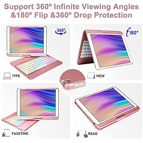  [아마존베스트]HOTLIFE 10.2 inch iPad Case with Keyboard,Keyboard Case for iPad 8th Generation&iPad 7th Gen,10 Color Backlit-360 Rotatable-BT 5.0 Keyboard Case for iPad 8th/7th,Auto Sleep/Wake Case iPad