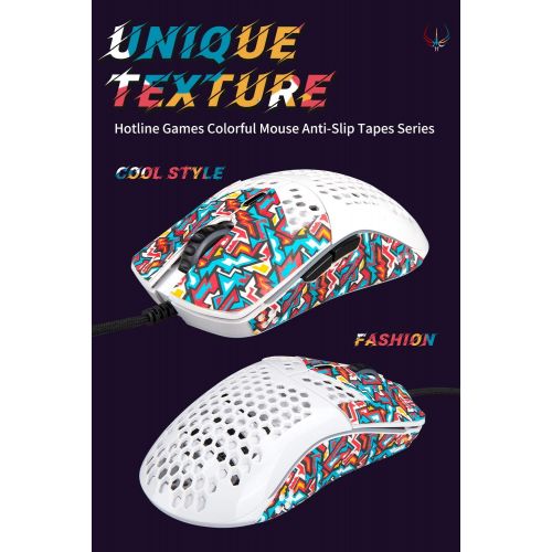  Hotline Games Colorful Mouse Anti Slip Grip Tape for Logitech G PRO Wireless Gaming Mouse Skin,Non-Fading,Pre-Cut,Easy to Use,Sweat Resistant,Color F-01