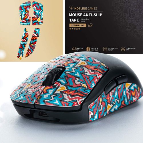  Hotline Games Colorful Mouse Anti Slip Grip Tape for Logitech G PRO Wireless Gaming Mouse Skin,Non-Fading,Pre-Cut,Easy to Use,Sweat Resistant,Color F-01