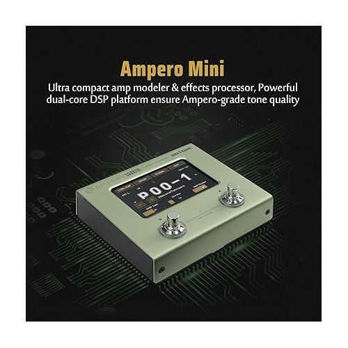  Hotone Ampero Mini MP-50 Guitar Bass Amp Modeling IR Cabinets Simulation Multi Language Multi-Effects with Expression Pedal Stereo OTG USB Audio Interface (MUSTARD)