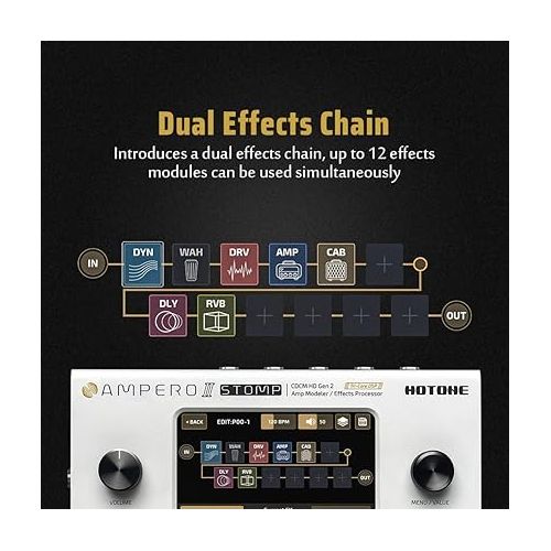  HOTONE Guitar Multi Effects Processor Multi Effects Pedal Touch Screen Guitar Bass Amp Modeling IR Cabinets Simulation Guitar Effects Pedal Multi FX Processor Ampero II Stomp