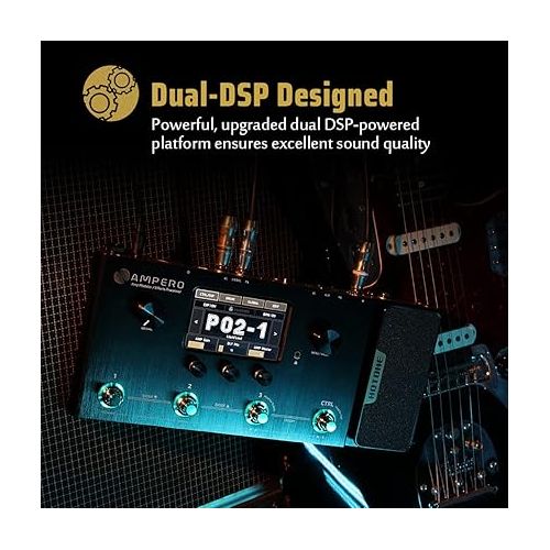  Hotone Ampero MP-100 Guitar Bass Amp Modeling IR Cabinets Simulation Multi Language Multi-Effects with Expression Pedal Stereo OTG USB Audio Interface