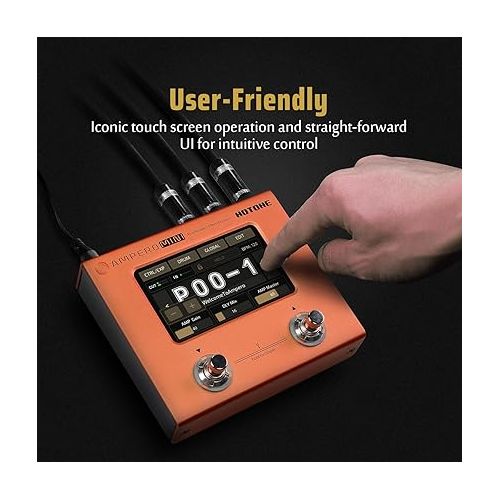  Hotone Ampero Mini MP-50 Guitar Bass Amp Modeling IR Cabinets Simulation Multi Language Multi-Effects with Expression Pedal Stereo OTG USB Audio Interface (ORANGE)