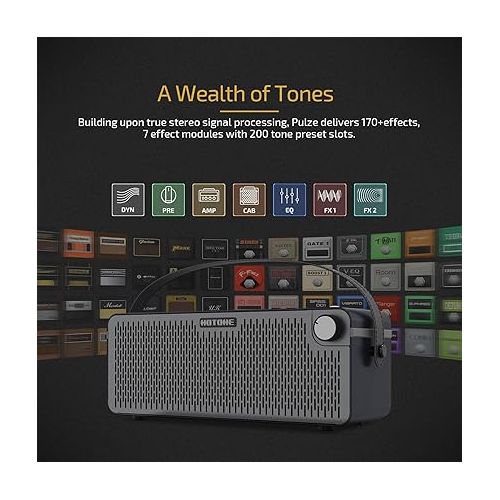  HOTONE Multifunctional Modern Bluetooth Modeling Amplifier Touch Screen Guitar Bass IR Cabinets with Multi FX Stereo Mobile APP AP-30 (Include 1PCS Additional 20FT Guitar Coiled Cable)