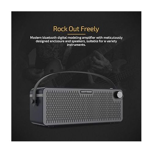  HOTONE Multifunctional Modern Bluetooth Modeling Amplifier Touch Screen Guitar Bass IR Cabinets with Multi FX Stereo Mobile APP AP-30 (Include 1PCS Additional 20FT Guitar Coiled Cable)