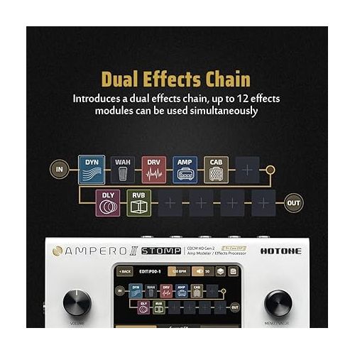  HOTONE Guitar Multi Effects Processor Multi Effects Pedal Touch Screen Guitar Bass Amp Modeling IR Cabinets Simulation Multi FX Processor (Include 10 PCS Additional Footswitch Toppers)