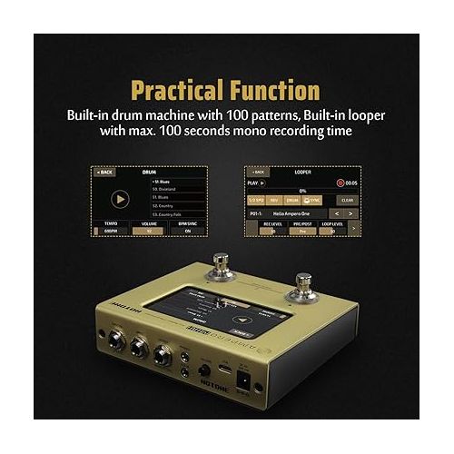  Hotone Ampero Mini MP-50 Guitar Bass Amp Modeling IR Cabinets Simulation Multi Language Multi-Effects with Expression Pedal Stereo OTG USB Audio Interface (MATCHA)