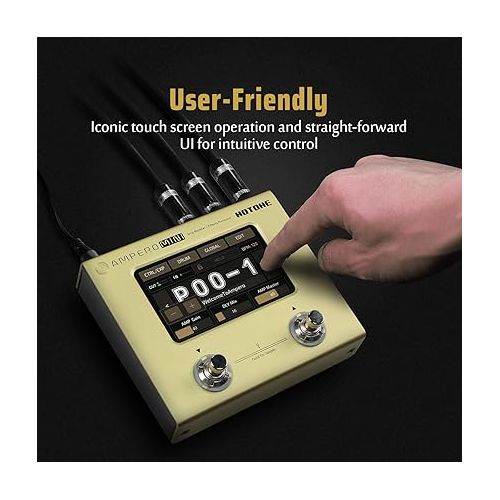  Hotone Ampero Mini MP-50 Guitar Bass Amp Modeling IR Cabinets Simulation Multi Language Multi-Effects with Expression Pedal Stereo OTG USB Audio Interface (MATCHA)