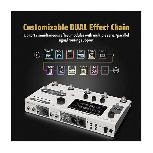  HOTONE Multi-Effects Pedal Dual Effect Chains with FX Loop MIDI I/O Stereo OTG USB Audio Interface Touch Screen Ampero II Stage(Include 10 PCS Additional Footswitch Toppers)