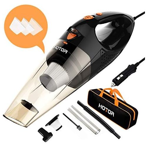  HOTOR Corded Car Vacuum Cleaner with LED Light, DC12-Volt Wet/Dry Portable Handheld Auto Vacuum Cleaner for Car, 16.4 Feet Power Cord with Carry Bag