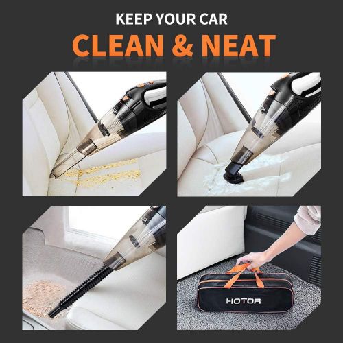  HOTOR Corded Car Vacuum Cleaner with LED Light, DC12-Volt Wet/Dry Portable Handheld Auto Vacuum Cleaner for Car, 16.4 Feet Power Cord with Carry Bag