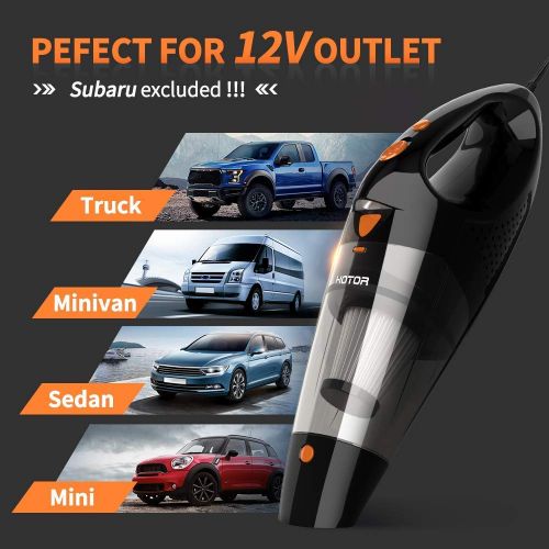  Car Vacuum, HOTOR Corded Car Vacuum Cleaner High Power for Quick Car Cleaning, DC 12V Portable Auto Vacuum Cleaner for Car Use Only - Orange