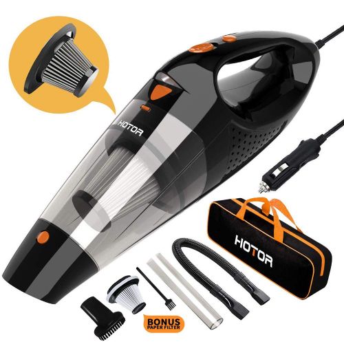  Car Vacuum, HOTOR Corded Car Vacuum Cleaner High Power for Quick Car Cleaning, DC 12V Portable Auto Vacuum Cleaner for Car Use Only - Orange