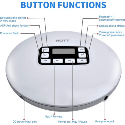  [아마존 핫딜] [아마존핫딜]Portable CD Player, HOTT Small CD Player, Personal Compact Discman CD Player Walkman Music CD Player with Headphones, LCD Display, Electronic Skip Protection and Anti-Shock Functio