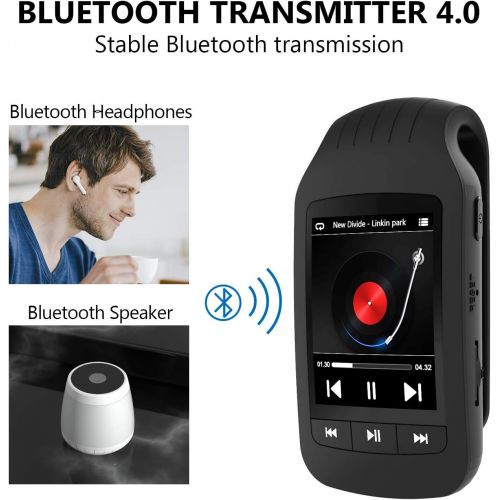  [아마존베스트]HOTT A505 8GB+32GB Bluetooth MP3 Player with Clip for Sport, 1.8 inch Music Player Lossless Sound Support FM Radio Recorder Stopwatch Pedometer，Support TF Card up to 128GB