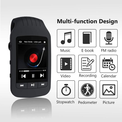  [아마존베스트]HOTT A505 8GB+32GB Bluetooth MP3 Player with Clip for Sport, 1.8 inch Music Player Lossless Sound Support FM Radio Recorder Stopwatch Pedometer，Support TF Card up to 128GB