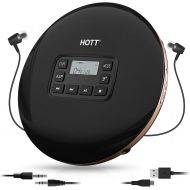 [아마존베스트]HOTT CD611 Portable CD Player, Personal Compact CD Player with LCD Display, Anti-Skip/Anti-Shock, Walkman Small Music CD Player with Headphones USB Cable for Car Home Travel (Black