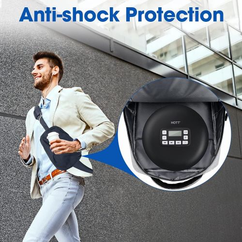  [아마존베스트]HOTT CD611T Bluetooth Portable cd Player for Home Travel and car with Stereo Headphones, Anti Shock Protection-Black