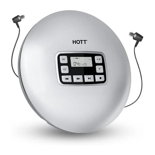  [아마존베스트]HOTT CD611T Bluetooth CD Player for Travel Home and Car with Stereo Headphones and Anti-Shock Protection Silver