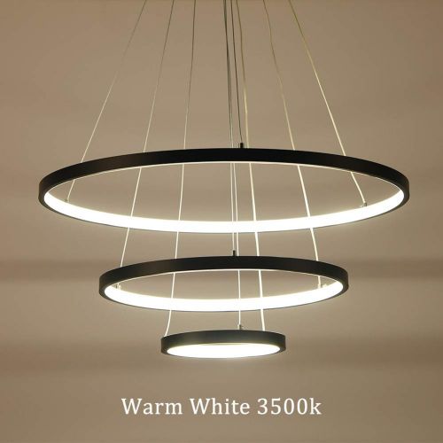  HOUDES Houdes Black Color Chandelier Modern LED Ceiling Lights Fixtures Chandelier Lighting Dining Room Pendant Lights Contemporary Rings Adjustable (20cm 40cm 60cm dimmable with Remote)