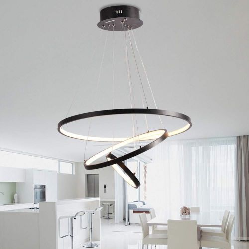  HOUDES Houdes Black Color Chandelier Modern LED Ceiling Lights Fixtures Chandelier Lighting Dining Room Pendant Lights Contemporary Rings Adjustable (20cm 40cm 60cm dimmable with Remote)