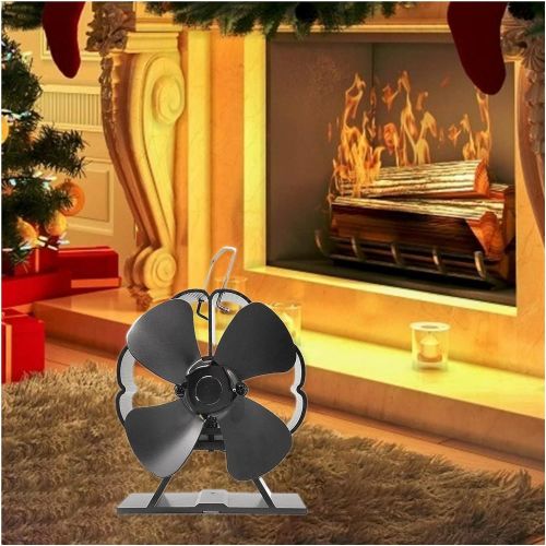  HOUHOU Ston Store Powered 4 Blade Stove Fan Wood Burner Fireplace Circulating Warm Air
