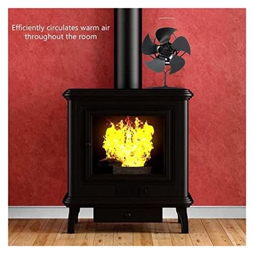  HOUHOU Ston Store Black Fireplace Fan 5Blade Heat Powered Stove Fan Ecofan Log Wood Burner Eco Friendly Quiet Fan Home Efficient Heat Distribution (Color : Silver)