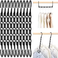 HOUSE DAY Black Magic Space Saving Hangers, Premium Smart Hanger Hooks, Sturdy Cascading Hangers with 5 Holes for Heavy Clothes, Closet Organizers and Storage, College Dorm Room Essentials 10 Pack