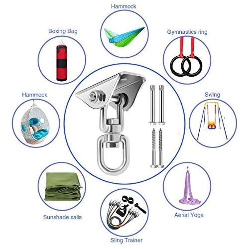  HOUSON Edelstahl Deckenhaken 2 Stueck, 450KG Kapazitat 360° Drehen Deckenhaken fuer Betonholz,Hangematte,Veranda Sitz,Stuhl,Schaukel,Yoga und mehr